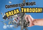 Magician performing a commercial magic act for an audience, demonstrating traits of a bookable magic act